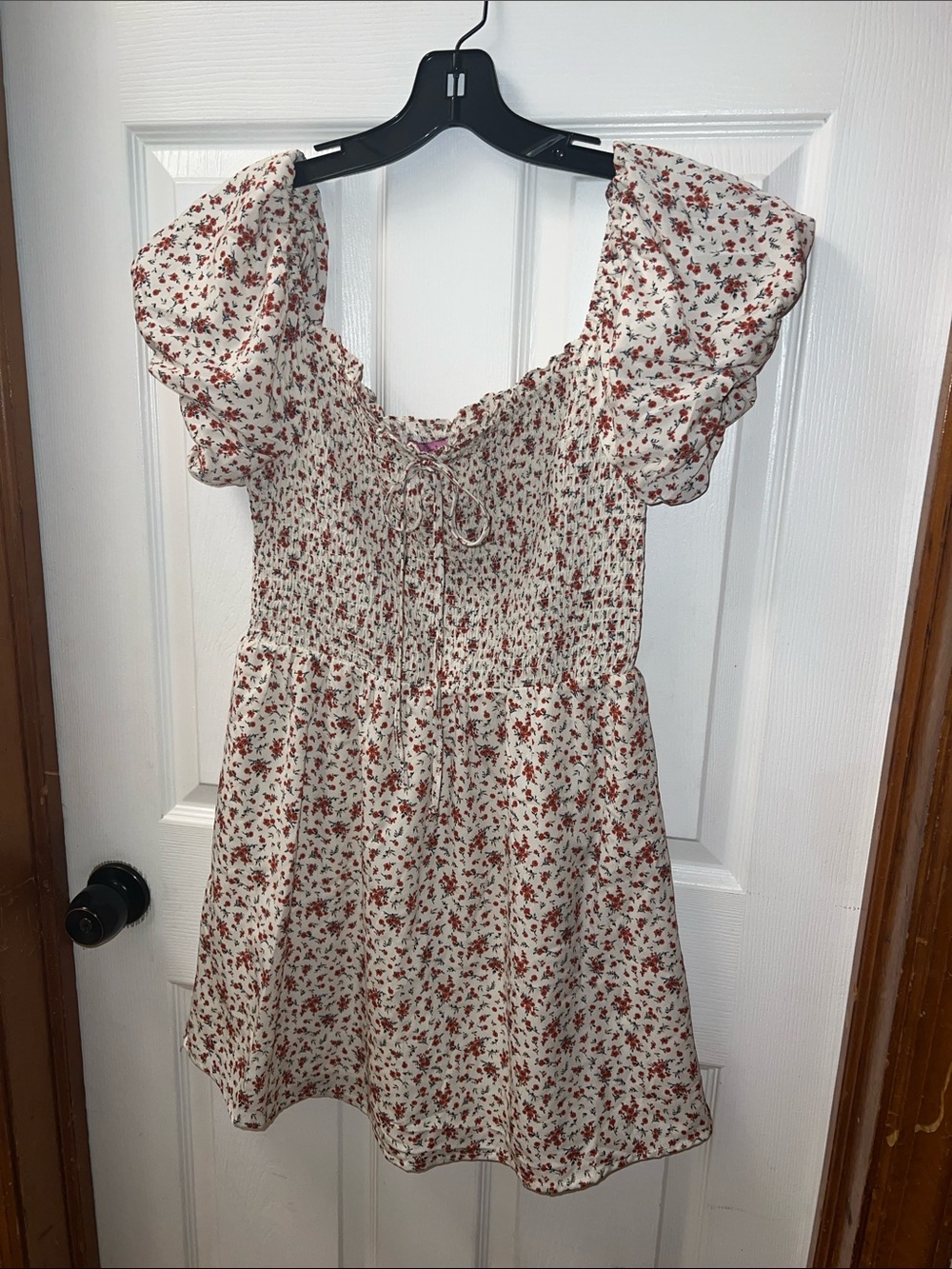 Francesca’s Floral Smocked Dress with Puff Sleeves